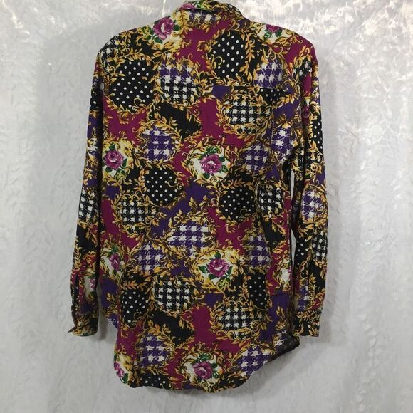 Andrew Sports Studio Women's Vintage Button Up Embellished Floral Sequence Shirt - Picture 7 of 10